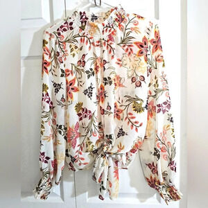NWOT Evolutionary Floral Blouse, long-sleeve, Large